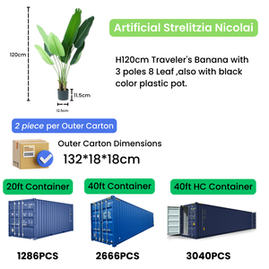 Ventes en gros de feuilles artificielles réalistes, résistantes aux UV, plantes artificielles <span class=keywords><strong>Strelitzia</strong></span> Nicolai pour l'extérieur et l'intérieur, pour la décoration de la maison - Product Image 3