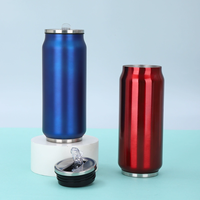 12oz/17oz En Acier Inoxydable Double Paroi Cola Peut Bouteille Thermos Boîtes Sous Vide Cokes D'eau Bouteille Avec Couvercle Rabattable