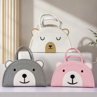 Nouveauté Panier de rangement en corde de coton brodé sur mesure Sac à couches pour bébé Organisateur avec plusieurs compartiments
