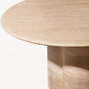 โต๊ะรับประทานอาหารทรงกลมหินอ่อนตกแต่งแบบสั่งทำพิเศษ ขาโต๊ะแข็งแรง ดีไซน์ร่วมสมัย โต๊ะอาหารหินอ่อนธรรมชาติ เฟอร์นิเจอร์ห้องครัว - Product Image 3