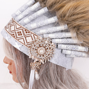 Aksesori rambut bulu karnaval topi kepala India hiasan kepala bulu kostum karnaval Thanksgiving alat peraga pesta hiasan kepala dewasa - Product Image 5