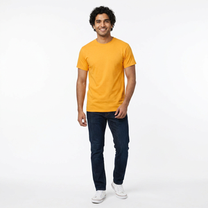 T-shirt en gros respirant et épais 165 g/m² en mélange de coton à manches courtes et col rond – Prix usine - Product Image 1