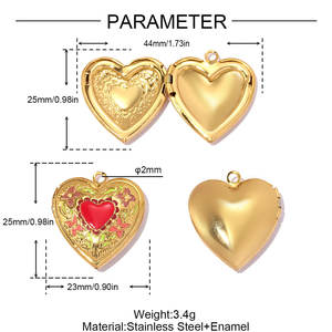 Colgante <span class=keywords><strong>de</strong></span> acero inoxidable HB665 con medallón para fotos, dijes <span class=keywords><strong>de</strong></span> esmalte <span class=keywords><strong>de</strong></span> corazón y pata <span class=keywords><strong>de</strong></span> gato, bonitos dijes <span class=keywords><strong>de</strong></span> moda para regalo, joyería DIY, venta al por mayor - Product Image 5