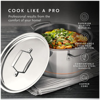 Ensemble de casseroles et marmites de luxe de haute qualité en acier inoxydable 5 (7) pièces 5 plis, prêtes pour l'induction, polies miroir, sans revêtement