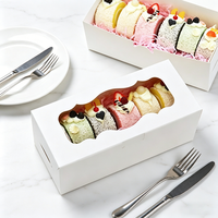 Boîtes à gâteaux roulés personnalisées OEM/ODM, boîtes d'emballage jetables blanches pour boulangerie avec fenêtre ondulée