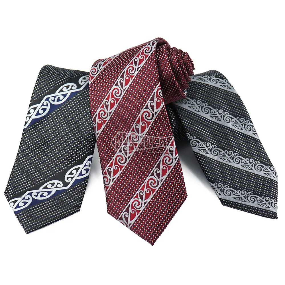 Männliche blaue Platte gestreifte rote und graue Krawatte Polyester Krawatte Herren karierte gewebte Krawatten Designer Krawatten