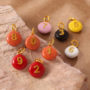 Breloques numérotées 0-9 en émail coloré, pendentifs en acier inoxydable, accessoires de bricolage de niche pour bracelets et colliers pour femmes - Vente chaude - Product Image 4