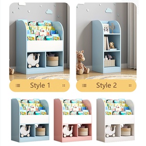 Jiamujia Mẫu Giáo Bằng Gỗ Cuốn Sách Hiển Thị Lưu Trữ Trắng Màu Hồng Màu Xanh Trẻ Em Của Trẻ Em Kệ Sách Cho Trẻ Em - Product Image 3
