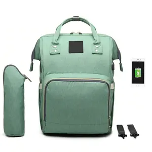 Tas Bayi Ransel USB Portabel Kapasitas Besar Model Mummy, Tas Popok Anti Air, Tas Bersalin, Tas Travel untuk Kereta Dorong - Product Image 5