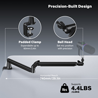 Support de microphone à bras réglable en aluminium AS17S à profil bas avec gestion des câbles pour podcast, streaming, jeux et bureau