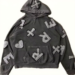 Cổ Điển Axit Rửa Đứng Áo Thun Hoodie Cho Nam Giới Nặng Thời Trang Đường Phố Logo Mùa Thu Rắn Màu Khối Rửa Sạch Dây Kéo-up Xl - Product Image 3