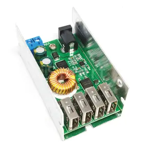 DC-DC 9V 12V 24V 36V À 5V Étape Bas Bord 5A 4 USB Sortie Buck Converter Alimentation Module avec Coque En Aluminium Pour Téléphones