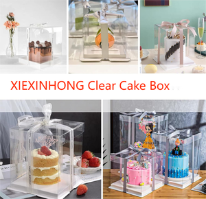 Boîtes cadeaux rondes en matériaux recyclés transparents pour le transport et la présentation de gâteaux de boulangerie, respectueuses de l'environnement, pour les anniversaires, les mariages et les fêtes - Product Image 6