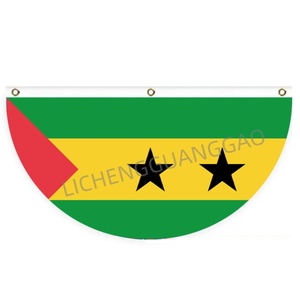 New Sao <strong>Tome</strong> and Principe Semi Circle Fan Banner Half Moon Hanging Flag With Brass Grommets for Patio Balcony Wall Party Decor - Product Image 1