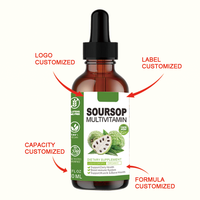 En stock : Gouttes liquides multivitaminées au graviola avec extrait de graviola pour la santé intestinale, le soutien de l'humeur et la fonction musculaire et osseuse, 2 fl oz