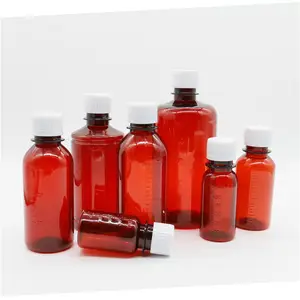 2oz 4oz 100ml Amber Color PET Cough Syrup Liquid Oral Medicine Plastic Bottle