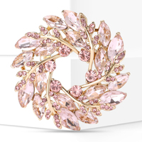 Bros Bunga Kristal Geometris Mewah, Cincin Bunga Berlapis Logam Fashion dengan Inlay Berlian, Bros Bunga untuk Jas Wanita