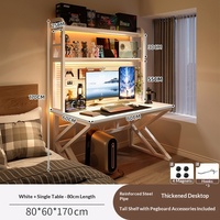 Bureau d'ordinateur simple en bois tout-en-un avec panneau perforé et chaise en métal pour chambre, maison, bureau ou salle d'étude