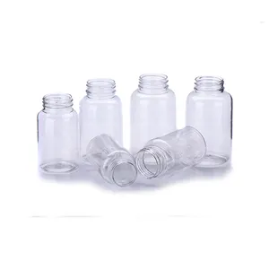 Empty Plastic Bottles Chinese Manufacturer Logo Customized RTCO High Quality Empty PET Plastic Capsule Bottle Capsule Canister Screw Cap