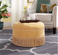 Style moderne américain Tassel Retro Pouf léger luxe tissu canapé tabouret ensemble siège créatif pour salon appartement hôtel villa