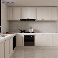 Armoires de cuisine MACIO blanches Shaker en MDF, prêtes à assembler, équipées d'un évier, ensembles complets pour projets de villas en gros