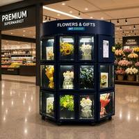 Distributeur automatique de fleurs pour l'extérieur avec écran tactile intelligent, multi-compartiments et présentoir de bouquets