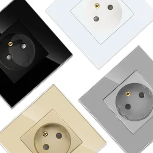 Bingoelec Manufacture Best Selling EU 86x86mm Electrical Glass Panel 16A EU Socket