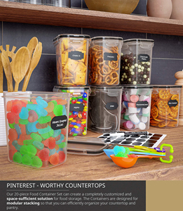 Eco-Friendly Airtight Food Storage Containers 24-Piece Set Square Design 0.8L-2.8L Sizes Plastic <b>Kitchen</b> <b>Pantry</b> Food - Product Image 4