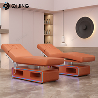 Base en bois de luxe en or avec commande au pied lit de massage de beauté électrique 3 moteurs lit de visage pour salon de beauté