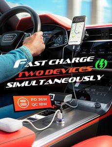 Chargeur de voiture USB double port LISEN 54W haute puissance, adaptateur Type C mini en métal pour allume-cigare, pour la <span class=keywords><strong>charge</strong></span> de téléphone en conduite - Product Image 6