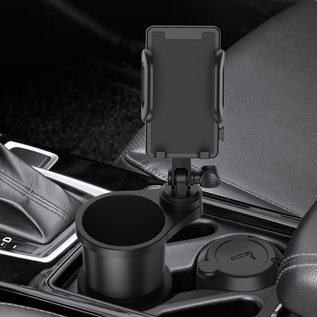 Multifunctional Car Cup Slot Phone Holder Large Capacity Cup Storage Tray 360 Rotation Auto Smartphone Mount for SUV Truck Van