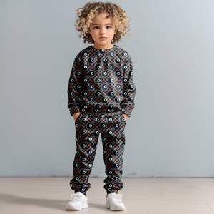 Pulôver personalizado Camisola De Bambu Conjunto com Bolso Outono Camisola Jogger Sets Crianças - Product Image 1