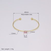 Bracelet jonc ouvert minimaliste avec extrémités à billes, zircon multicolore, bracelet délicat empilable en acier inoxydable, bijoux de tous les jours