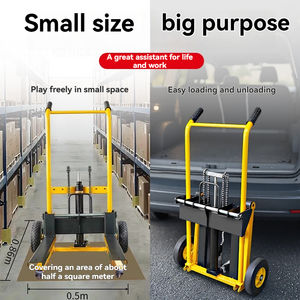 מלגזה ידנית הידראולית, עגלת משטחים ומלגזה מתקפלת וניתנת לפירוק, מיני קלת משקל לטיפול בחומרים - Product Image 2