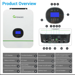 Growatt 24V 48V Hybride Solaire Hors Réseau SPF 3000TL HVM 5000TL HVM 3KW 5KW Monophasé Hybride Hors Réseau - Product Image 1