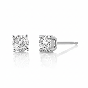 Pendientes de Diamantes Solitarios de Oro Blanco con Corte Brillante Redondo Natural de 0.30TCW Certificados para Mujeres y Niñas - Mejor Precio de Venta - Product Image 2