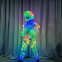 Costume de robot lumineux à LED, armure mécanique brillante, combinaison de performance avec casque LED pour spectacle de nuit, scène, cosplay, carnaval