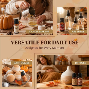 Coffret d'huiles <span class=keywords><strong>parfum</strong></span>ées d'automne pour diffuseurs d'ambiance, 6 x 10 ml, avec senteurs Épices, Citrouille, Érable, Beurre, pour la fabrication de bougies et de savons, cadeau de fêtes - Product Image 3