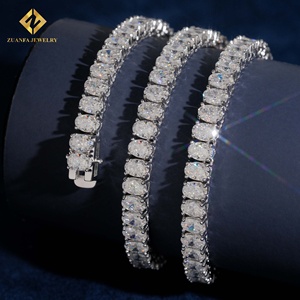 เครื่องประดับ ZUANFA เงินแท้ 925 ชุบโรเดียม รูปทรงวงรี 4*6 มม. สร้อยคอสำหรับทุกเพศ เหมาะสำหรับงานปาร์ตี้ สร้อยคอหรูหราแบบเทนนิส - Product Image 4