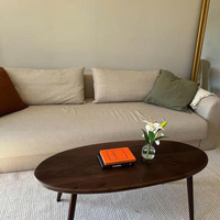Massiver Walnussholz-Couchtisch Oval Ellipse Rechteckig Mid-Century Modern Handgefertigter Beistelltisch Großhandelspreis