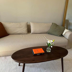 Table basse en bois de noyer massif, ovale, ellipse, rectangle, style moderne du milieu du siècle, faite à la main, prix de gros - Product Image 2
