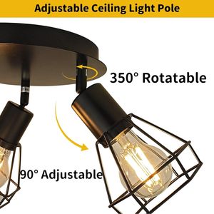 Luminaire de plafond à 4 lampes <span class=keywords><strong>Noir</strong></span> <span class=keywords><strong>mat</strong></span> Base E26 Farmhouse Track Light Kit Wall Lamp Spotlight - Product Image 2