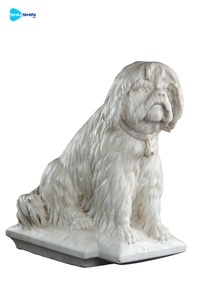 Sculpture de chien européenne en marbre blanc, faite à la main, personnalisable, statue de gardien pour jardin, porche, temple et villa, utilisation en extérieur - Product Image 5