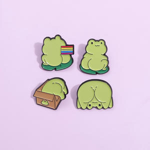 بيع بالجملة مخصص الكرتون الضفدع تصميم لينة المينا دبوس بالجملة المعادن شارة قبعة دبوس إزاحة الشاشة الحريرية لا الحد الأدنى للطلب القصدير الشعار - Product Image 2