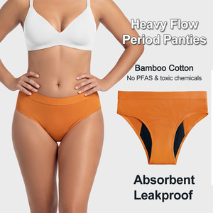 Culottes menstruelles absorbantes en coton <span class=keywords><strong>de</strong></span> bambou, anti-fuites, personnalisées OEM, sans PFAS, pour le cyclisme, pour les règles mensuelles - Product Image 1