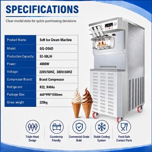 Machine à <span class=keywords><strong>glace</strong></span> molle double système avec pompe à air haute performance et maintien au frais de nuit, 58L/H, pour usage commercial - Product Image 2