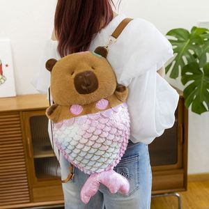 ตุ๊กตาคาปิบาร่านุ่มนิ่มใยฝ้าย PP สำหรับเด็ก (7-14 ปี) กระเป๋าเป้สะพายหลังรูปนางเงือกน่ารัก ตุ๊กตากอดได้ ขายส่ง - Product Image 3