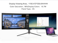 Monitor de 49 pulgadas para juegos de PC, pantalla curvada de 120Hz, 3840x1080, LED, LCD, 4k