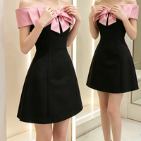 Robe Mini Élégante et Tendance pour Femme, Luxe, Unie, pour Jour et Nuit, Soirée, Club, Événement Formel, Sexy, avec Nœud à l'Épaule, Vente en Gros