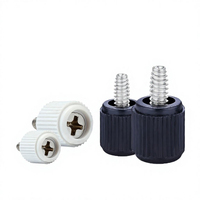 Vis à molette moletées en plastique noir et blanc 6-32 UNC, vis à visser manuellement en acier pour châssis de bureau, en stock